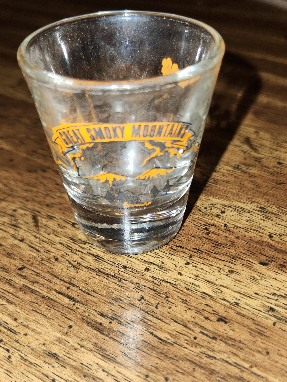 Smoky Mountains Souvenir Shot Glass - Orange Graphic